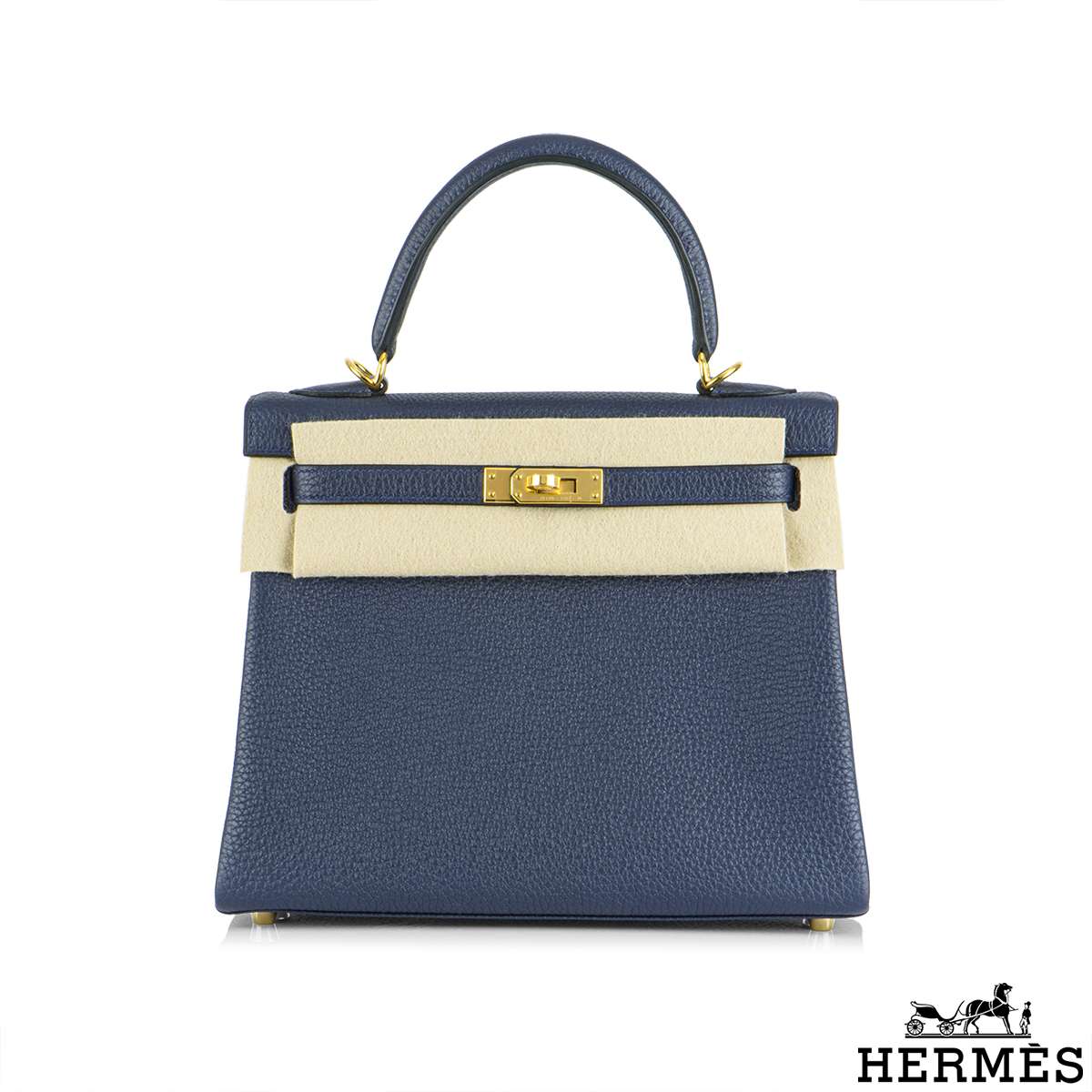 Hermès Kelly 25cm Retourne Veau Togo 2Z Bleu Nuit Gold Hardware